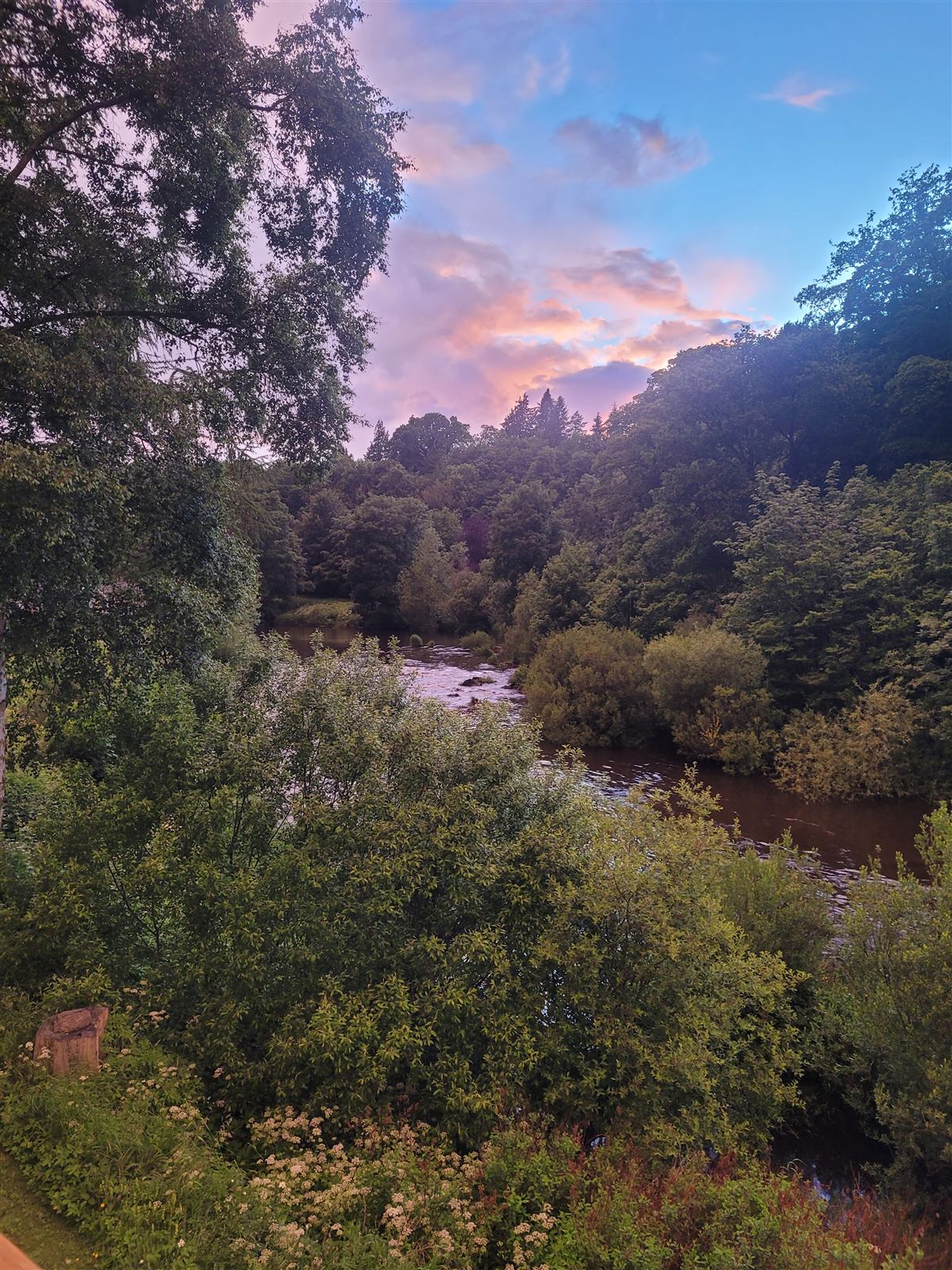 Sunset over the River Teviot behind the workshop
