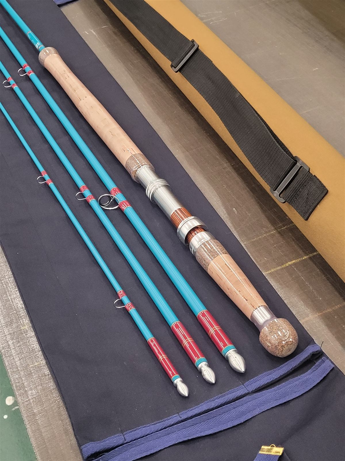 Bruce and Walker rod in a custom turquoise finish with burgundy whippings